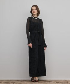 GRACE CONTINENTAL カットジャガードサロペット ブラック