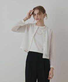 GRACE CONTINENTAL ラメフェザ－ニットカーディガン ホワイト