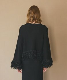 GRACE CONTINENTAL ラメフェザーフリンジカーディガン