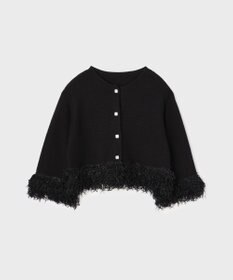 GRACE CONTINENTAL ラメフェザーフリンジカーディガン