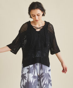 新品未使用CLANE バックスリットクロシェニットトップス セール】BACK SLIT CROCHET KNIT TOPS（ニット/セーター