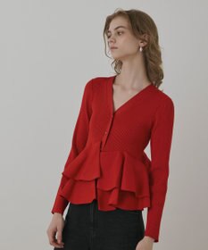 GRACE CONTINENTAL ペプラムニットカーディガン