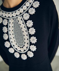 GRACE CONTINENTAL エスニック刺繍ニットワンピース