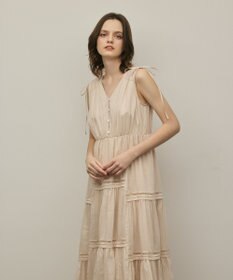 GRACE CONTINENTAL コットンシルクティアードワンピース