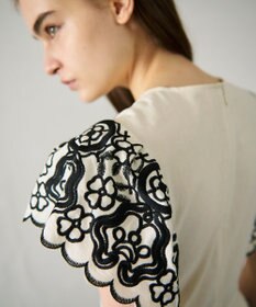 GRACE CONTINENTAL バイカラー刺繍コットンワンピース