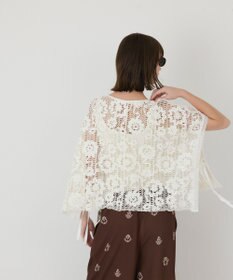 GRACE CONTINENTAL メッシュエンブロイダリーポンチョトップ