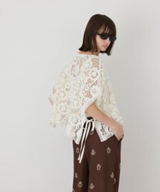 GRACE CONTINENTAL メッシュエンブロイダリーポンチョトップ
