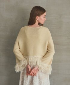 GRACE CONTINENTAL ラメフェザーフリンジカーディガン