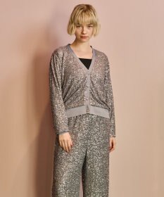 GRACE CONTINENTAL スパンコールニットカーディガン