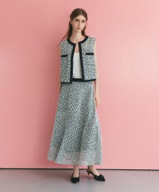 GRACE CONTINENTAL フェザーembドレス ホワイト