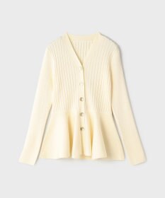 GRACE CONTINENTAL ペプラムリブニットカーディガン