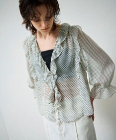 GRACE CONTINENTAL ドットラッフルブラウス