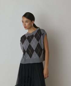 GRACE CONTINENTAL アーガイルニットベスト