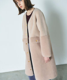 GRACE CONTINENTAL ノーカラーボアムートンコート