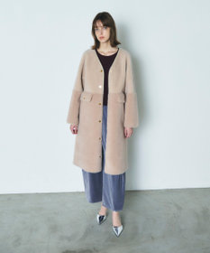 GRACE CONTINENTAL ノーカラーボアムートンコート