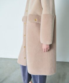 GRACE CONTINENTAL ノーカラーボアムートンコート