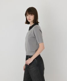 GRACE CONTINENTAL レースカラーラメニットトップ