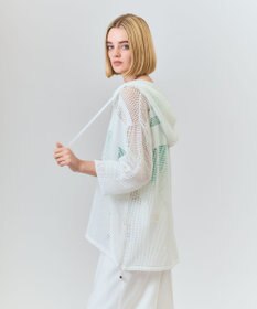 GRACE CONTINENTAL ボーダーメッシュフーディ