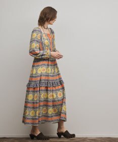 GRACE CONTINENTAL フラワープリントレースアップワンピース