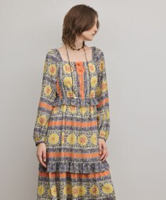 GRACE CONTINENTAL フラワープリントレースアップワンピース