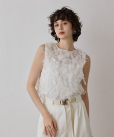 GRACE CONTINENTAL フリンジベスト ホワイト