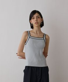 GRACE CONTINENTAL バイカラーリブニットトップ ブルー