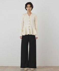 GRACE CONTINENTAL ペプラムリブニットカーディガン