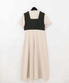 未使用 BEIGE. ベイジ 洗える 配色切替 ジャージーワンピース ドレス 未使用 BEIGE. ベイジ 洗える 配色切替 ジャージーワンピース