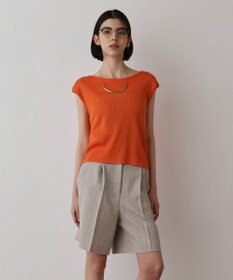 GRACE CONTINENTAL スパンコールリブトップ オレンジ