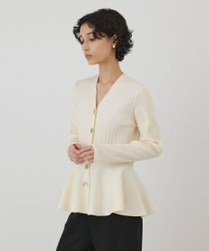 GRACE CONTINENTAL ペプラムリブニットカーディガン