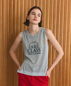 GRACE CONTINENTAL ラメジャガードノースリーブ グレー