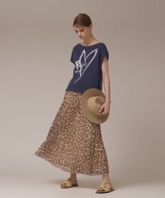 GRACE CONTINENTAL ハートプリント裏毛トップ ネイビー