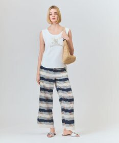 GRACE CONTINENTAL ロープボーダーパンツ ネイビー