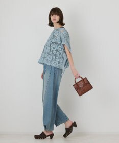 GRACE CONTINENTAL メッシュエンブロイダリーポンチョトップ