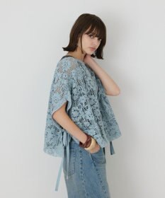 GRACE CONTINENTAL メッシュエンブロイダリーポンチョトップ