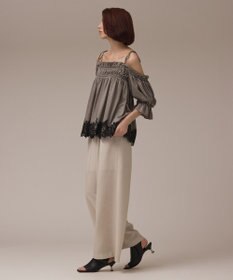 GRACE CONTINENTAL ギャザーフレアトップ カーキ