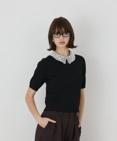 GRACE CONTINENTAL レースカラーラメニットトップ
