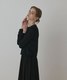 GRACE CONTINENTAL ラメフェザ－ニットカーディガン