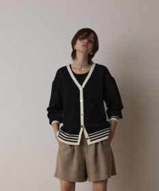 GRACE CONTINENTAL メッシュラインニットカーディガン