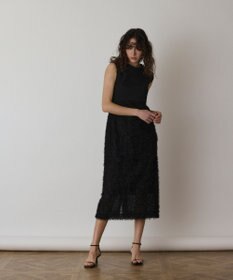 GRACE CONTINENTAL フェザー刺繍コンビワンピース