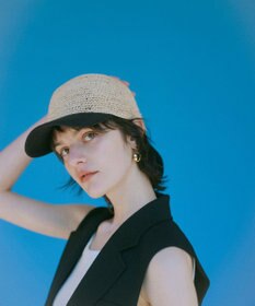 GRACE CONTINENTAL リボンストローキャップ ブラック