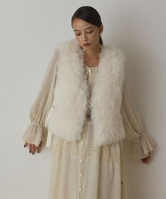 GRACE CONTINENTAL ファーポンチョ ベージュ フードファーリバーポンチョ / GRACE CONTINENTAL | GRACE