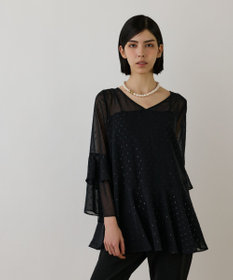 GRACE CONTINENTAL フィルムジャガードフリルトップ ブラック