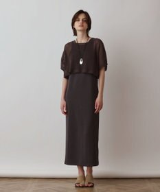 GRACE CONTINENTAL メッシュレイヤードワンピース チャコール