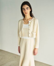 GRACE CONTINENTAL ツイードショートニットカーディガン