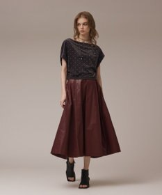 GRACE CONTINENTAL コーティングタックスカート ブラウン