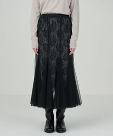 GRACE CONTINENTAL レースレイヤードチュールスカート ブラック