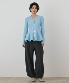 GRACE CONTINENTAL ペプラムリブニットカーディガン