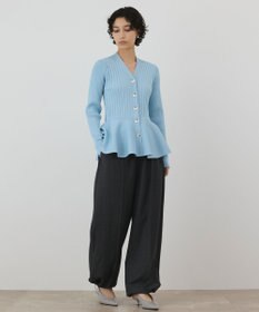 GRACE CONTINENTAL ペプラムリブニットカーディガン