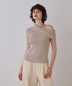 GRACE CONTINENTAL オフショルリブニットトップ
